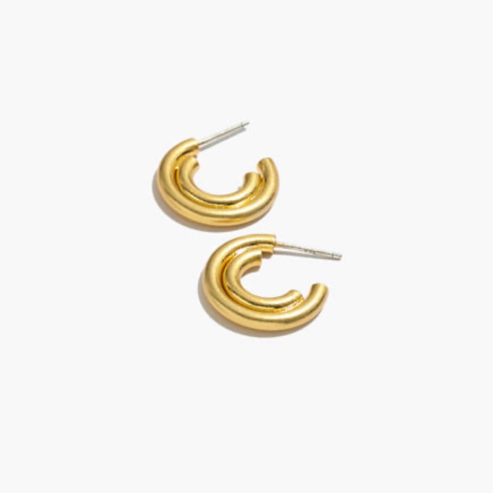 Madewell small duo shine gold tone hoop earrings